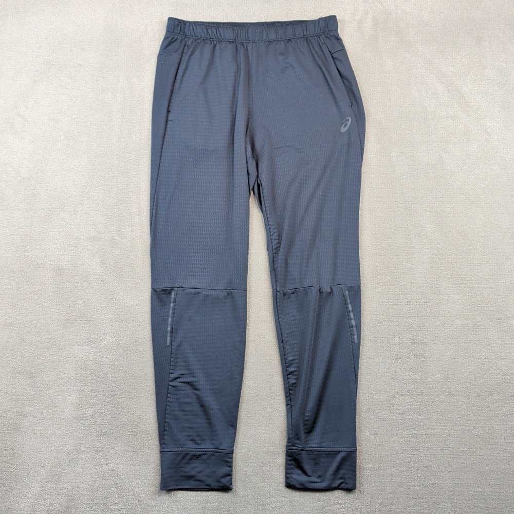 Asics Large Mens Running Jogger Pants Black Textured Tech Streetwear Activewear